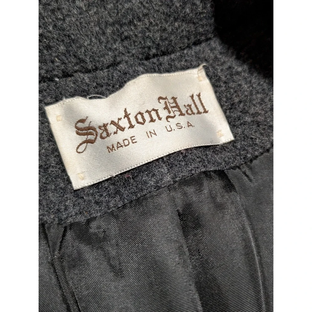 Vintage Saxton Made USA Hall Pure Virgin Wool Gray Long Coat Winter Overcoat M-L